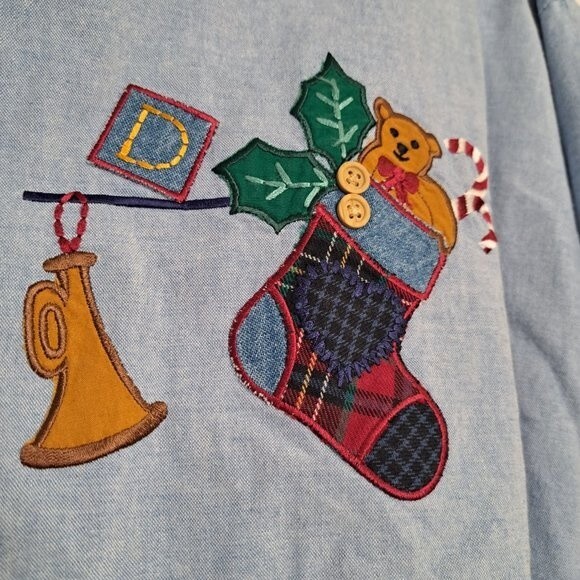 Vintage Christmas Denim Shirt by Jantzen - Picture 4 of 12